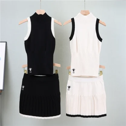 High Neck Tank Pleated Skirt Set - Image 5
