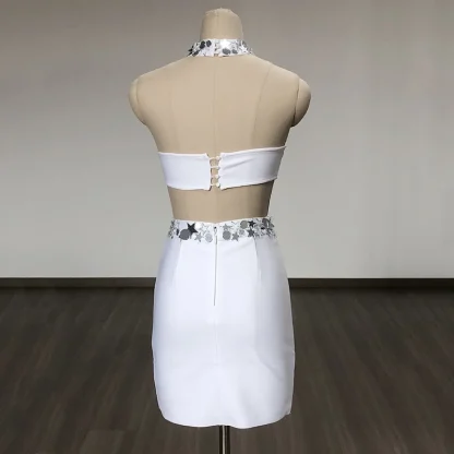 White Sequin Bandage Skirt Set - Image 6