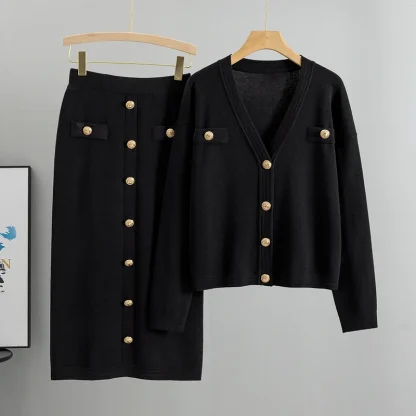 Matching Knit Blazer Skirt Set - Image 3