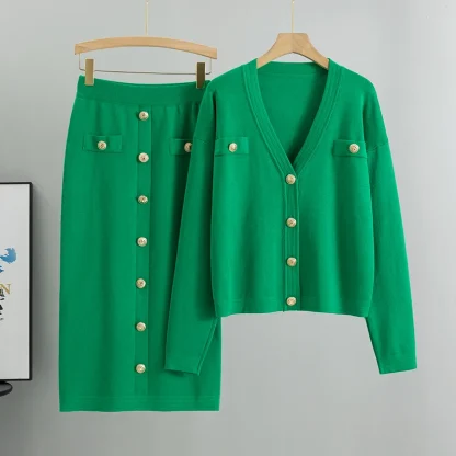 Matching Knit Blazer Skirt Set - Image 6
