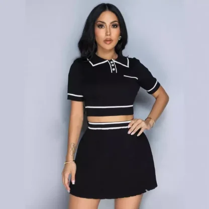 Knitted Crop Top Skirt Set