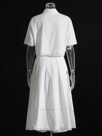 Lapel Top High Waist Skirt Set - Image 4