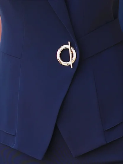 Elegant Short Sleeve Blazer Skirt Set - Image 6