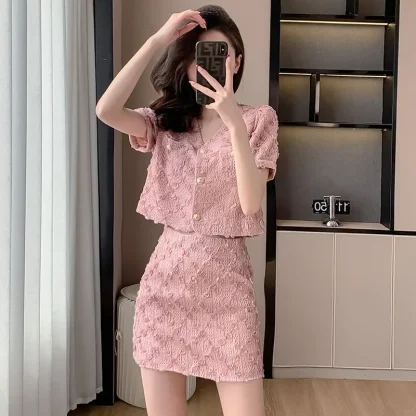 Chic Summer Tweed Skirt Set