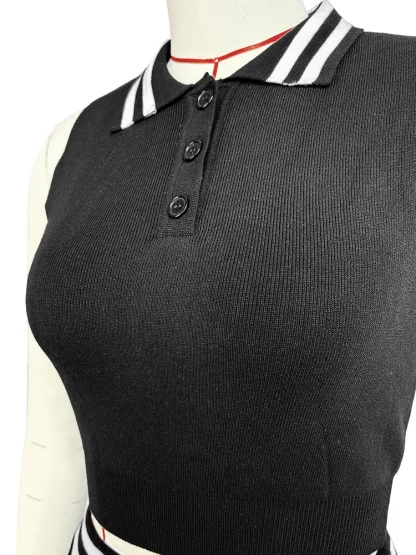Sexy Pleated Collared Skirt Set - Image 6