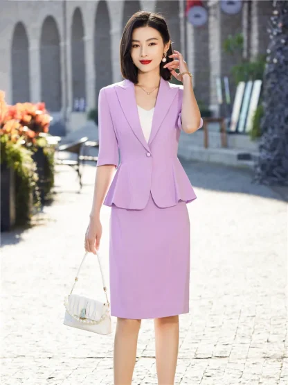 Ruffle Hem Blazer Skirt Set