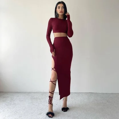 High Split Sexy Tie Skirt Set - Image 5