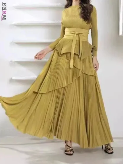 Irregular Hem Belted Skirt Set - Image 2