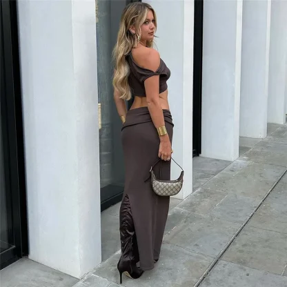 Bodycon Crop Top & Long Skirt Set - Image 2