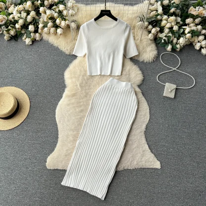 Summer Knit Top Long Skirt Set - Image 6