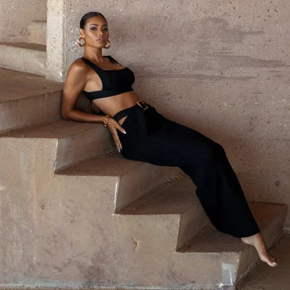 Knit Cropped Top and Long Skirt Set - Image 4
