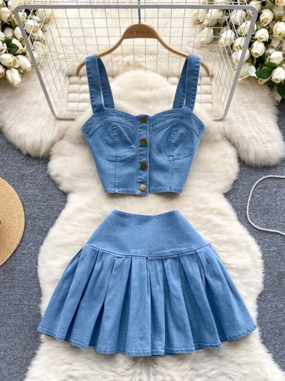 Casual Chic Denim Skirt Set