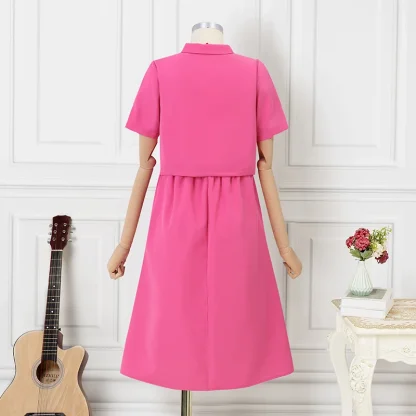 Vintage-Like Lapel Button Skirt Set - Image 5