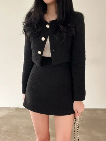 Chic Autumn Tweed Skirt Set - Image 3
