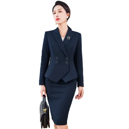 Long Sleeve Blazer and Skirt Set