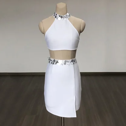 White Sequin Bandage Skirt Set - Image 5