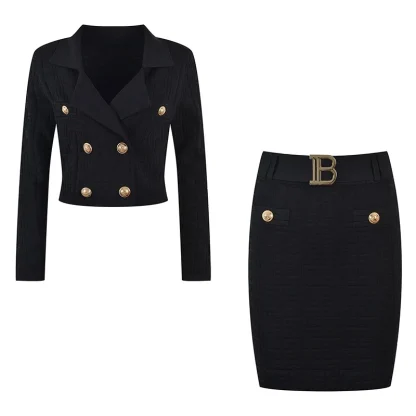 Stretch Knit Top and Skirt Set - Image 3
