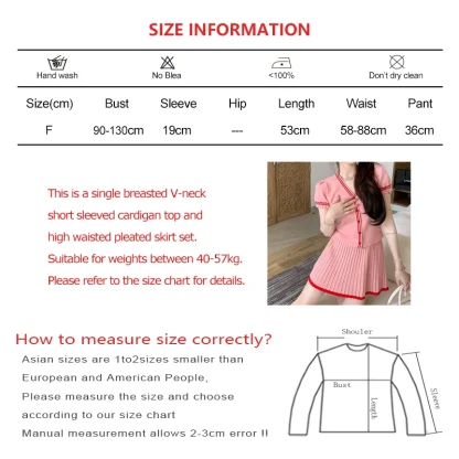 Sweet V-Neck and Mini Pleated Skirt Set - Image 7